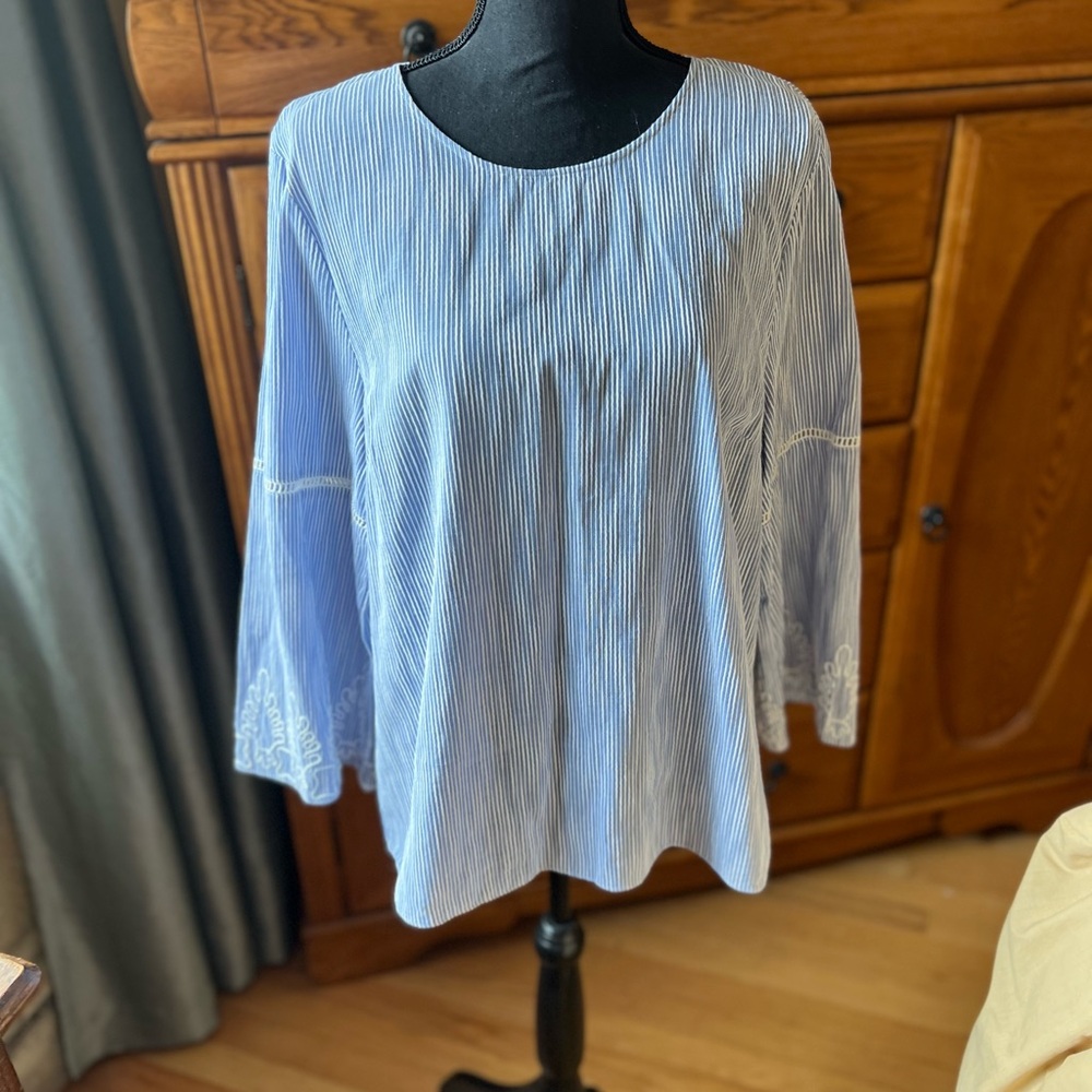 Stella and Dot Blue Striped Women's Top Size XL NWOT